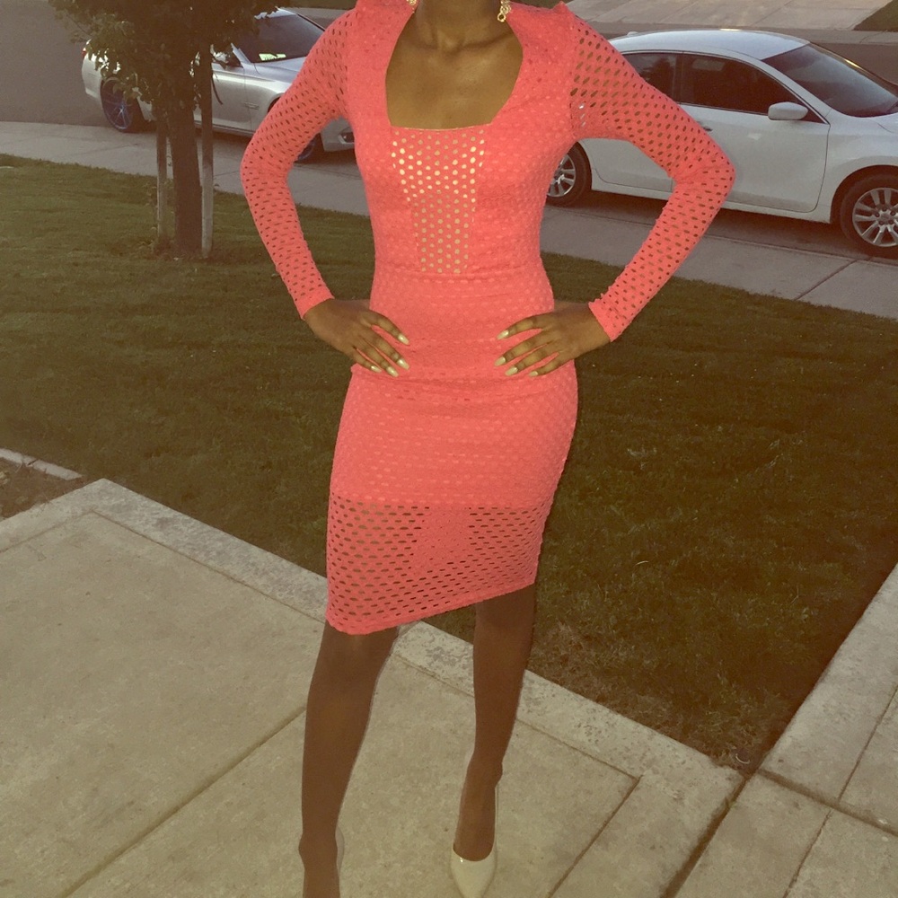 Hot Pink Knee Length Dress